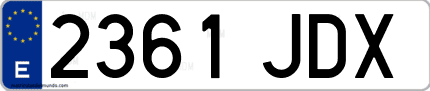Ejemplo de matrícula de coche ordinaria 2361 JDX