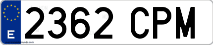 Ejemplo de matrícula de coche ordinaria 2362 CPM