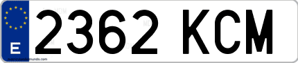 Ejemplo de matrícula de coche ordinaria 2362 KCM
