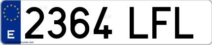 Ejemplo de matrícula española 2364 LFL