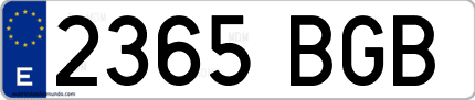 Ejemplo de matrícula de coche ordinaria 2365 BGB