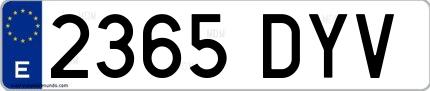 Ejemplo de matrícula española 2365 DYV