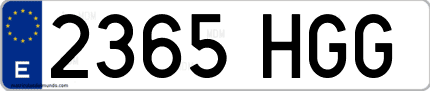 Ejemplo de matrícula de coche ordinaria 2365 HGG