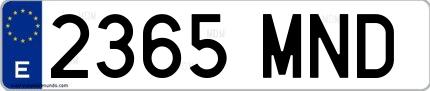 Ejemplo de matrícula española 2365 MND
