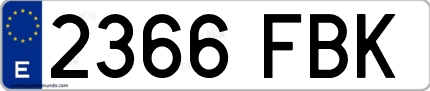 Ejemplo de matrícula de coche ordinaria 2366 FBK