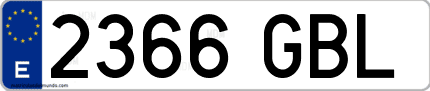Ejemplo de matrícula de coche ordinaria 2366 GBL