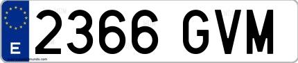 Ejemplo de matrícula española 2366 GVM