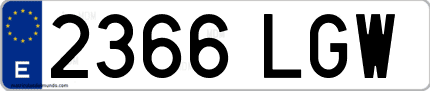 Ejemplo de matrícula de coche ordinaria 2366 LGW