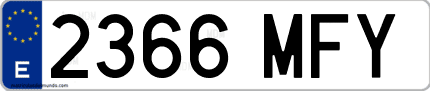 Ejemplo de matrícula de coche ordinaria 2366 MFY