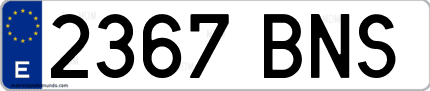 Ejemplo de matrícula de coche ordinaria 2367 BNS