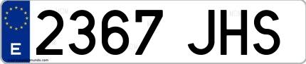 Ejemplo de matrícula española 2367 JHS
