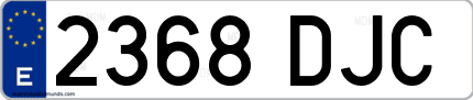 Ejemplo de matrícula de coche ordinaria 2368 DJC