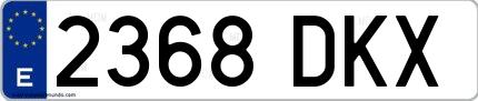 Ejemplo de matrícula española 2368 DKX