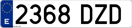Ejemplo de matrícula de coche ordinaria 2368 DZD