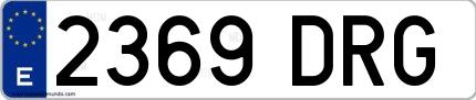 Ejemplo de matrícula de coche ordinaria 2369 DRG