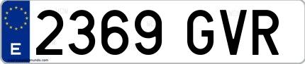 Ejemplo de matrícula española 2369 GVR