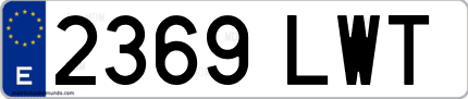 Ejemplo de matrícula de coche ordinaria 2369 LWT