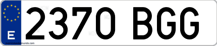 Ejemplo de matrícula de coche ordinaria 2370 BGG