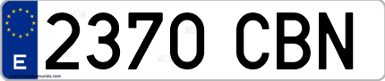Ejemplo de matrícula de coche ordinaria 2370 CBN