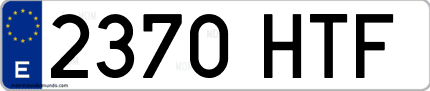 Ejemplo de matrícula de coche ordinaria 2370 HTF