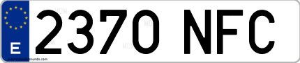 Ejemplo de matrícula de coche ordinaria 2370 NFC
