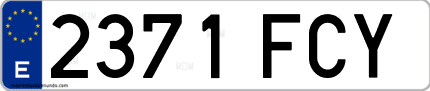 Ejemplo de matrícula de coche ordinaria 2371 FCY