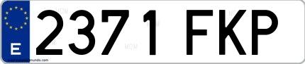 Ejemplo de matrícula española 2371 FKP