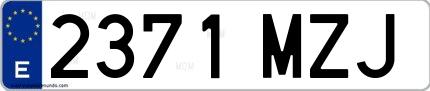 Ejemplo de matrícula española 2371 MZJ