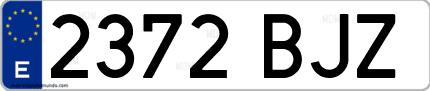 Ejemplo de matrícula de coche ordinaria 2372 BJZ