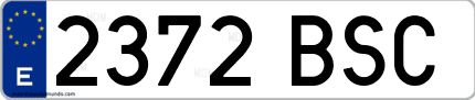 Ejemplo de matrícula de coche ordinaria 2372 BSC