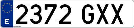 Ejemplo de matrícula de coche ordinaria 2372 GXX