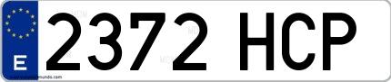 Ejemplo de matrícula española 2372 HCP