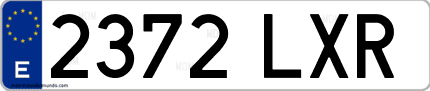 Ejemplo de matrícula de coche ordinaria 2372 LXR
