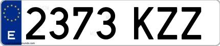 Ejemplo de matrícula española 2373 KZZ