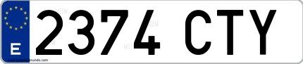 Ejemplo de matrícula española 2374 CTY