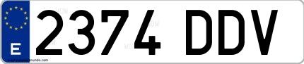 Ejemplo de matrícula española 2374 DDV