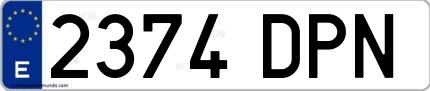 Ejemplo de matrícula española 2374 DPN