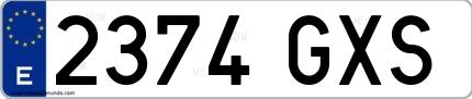 Ejemplo de matrícula española 2374 GXS