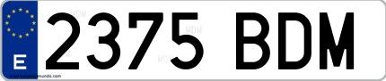 Ejemplo de matrícula española 2375 BDM