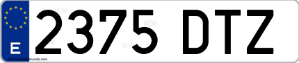Ejemplo de matrícula de coche ordinaria 2375 DTZ