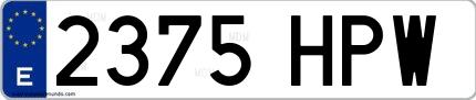 Ejemplo de matrícula española 2375 HPW