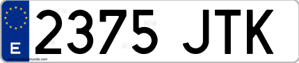 Ejemplo de matrícula de coche ordinaria 2375 JTK