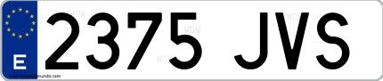 Ejemplo de matrícula española 2375 JVS