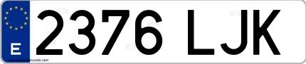 Ejemplo de matrícula española 2376 LJK
