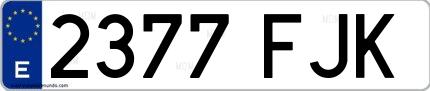 Ejemplo de matrícula española 2377 FJK