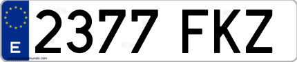 Ejemplo de matrícula de coche ordinaria 2377 FKZ