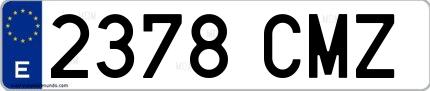 Ejemplo de matrícula española 2378 CMZ