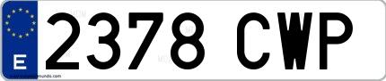 Ejemplo de matrícula española 2378 CWP