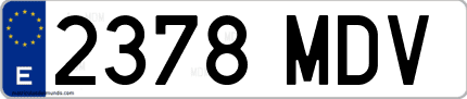 Ejemplo de matrícula de coche ordinaria 2378 MDV