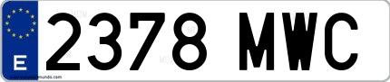 Ejemplo de matrícula española 2378 MWC